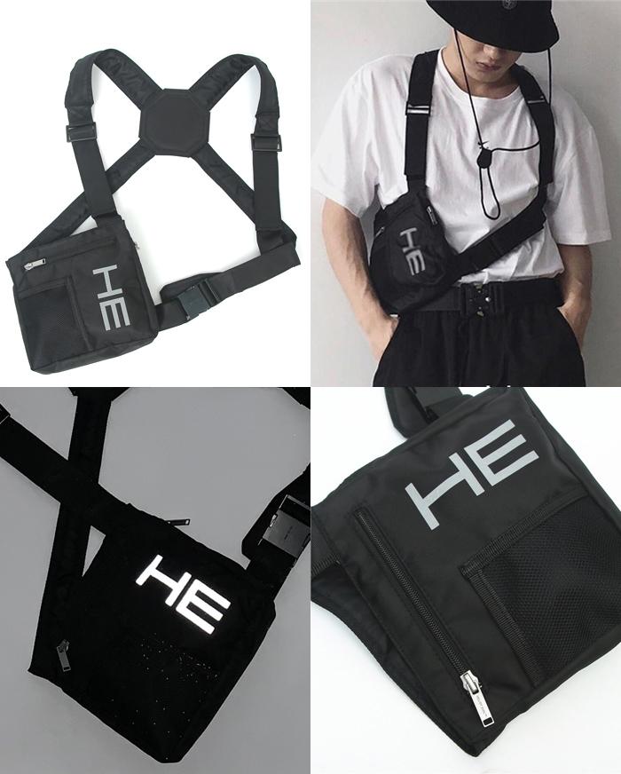 Jual HELIOT EMIL HE Reflective Logo Print Harness Chest Bag Amiri 