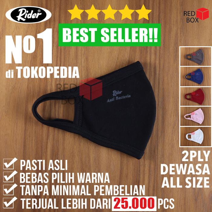 Gambar Masker Rider Dewasa Earloop Warna Kain Non Medis Anti Bakteri Original - Black dari redbox corner undefined Tokopedia