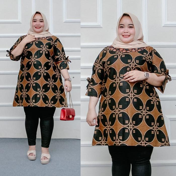 Gambar Tunik Super Jumbo LD 140cm / 130cm Atasan Muslim Wanita - NO.1, all size dari BigSize Batik undefined Tokopedia