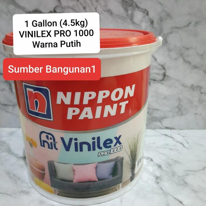 Gambar Vinilex Pro 1000 4.5 kg 1 gallon Warna cat dinding tembok nippon paint - White / Putih dari Sumber.bangunan1 undefined Tokopedia