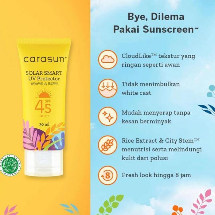 Gambar Sunscreen Carasun Solar Smart UV Protector Sunblock SPF 45 PA++++ - 30ml dari JS STORE INDONESIA undefined Tokopedia