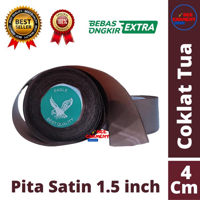 Gambar Pita satin Coklat Tua 1.5 inch 4cm Pita Kado pita Buket Per roll - Coklat Tua 1.5', Pita Satin 4cm dari Bee Garment undefined Tokopedia