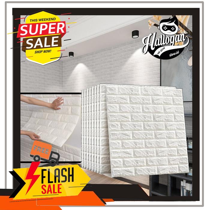 Gambar Sticker Wallpaper Dinding 3d Foam 70cmx77cm dekorasi Wallpaper Dinding - 70x38cm putih dari Hallogan indonesia undefined Tokopedia