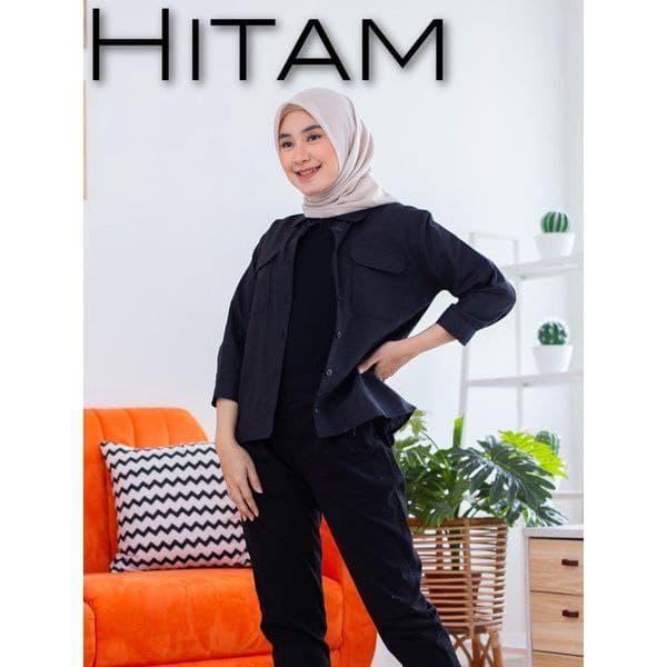 Gambar GHEA Shirt Kemeja Wanita Outfit Keren Casual Polos Kancing Katun - Hitam dari Adora Batik undefined Tokopedia