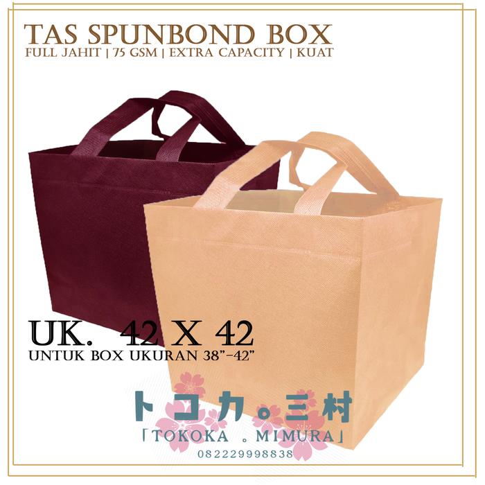 Gambar [Premium] Tas Spunbond Box Kue dan Kotak Nasi 40 x 40 - Goodie Bag - Cream dari Tokoka Mimura undefined Tokopedia