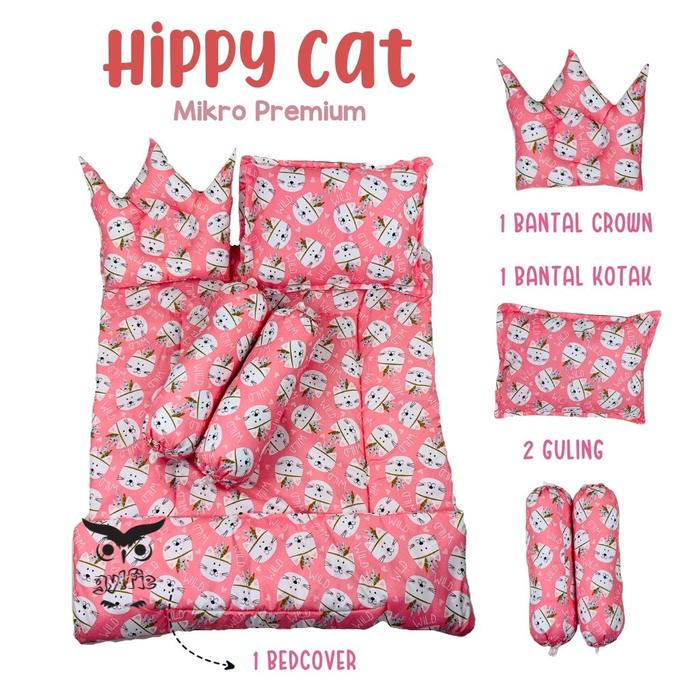 Gambar Bedding set bayi - Bedcover Bantal Guling set - Gylfie - hippy cat dari Gylfie undefined Tokopedia