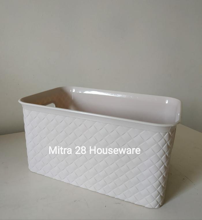 Gambar Keranjang basket plastik segi botega BK381 - cream dari Mitra 28 Houseware undefined Tokopedia