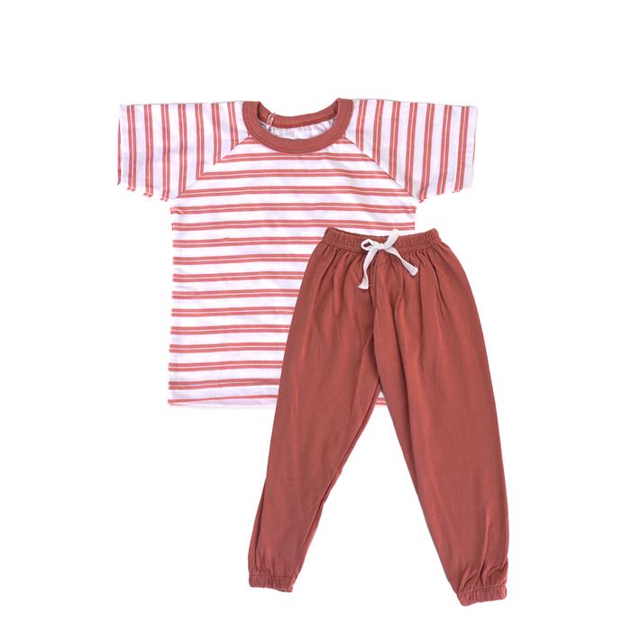 Gambar TOMO Shima jogger setelan anak perempuan dan laki-laki motif garis-gar - Clay, S dari tomo. wear undefined Tokopedia