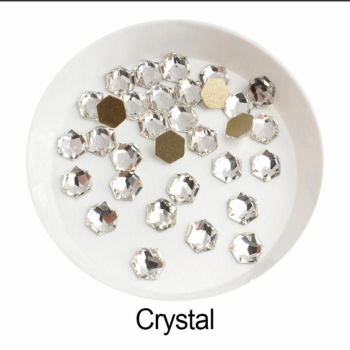 Gambar nail charm hexagonal rhinestones flat back 3D - clear dari Rumah Online 2000 undefined Tokopedia