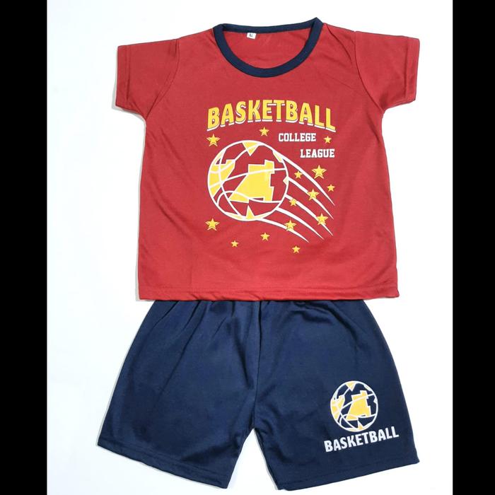 Gambar setelan kaos anak Laki PDK pendek celana baju bola cowok basket ball - basket-merah, PDK-1thn=S dari LINGLANG FASHION undefined Tokopedia