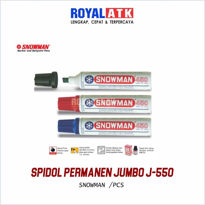 Gambar Spidol permanen jumbo Snowman J-550 / Permanen Marker Besar murah /Pcs - Merah dari Royal ATK undefined Tokopedia