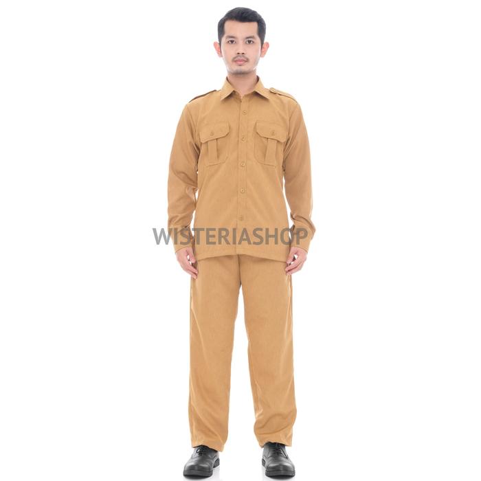 Gambar seragam pns pria lengan panjang seragam guru seragam asn seragam sipil - khaki muda, XXXL dari Oliv77 undefined Tokopedia