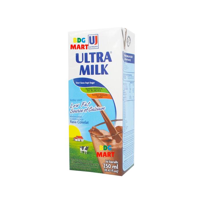 Gambar ULTRA MILK LOW FAT RASA COKLAT & PLAIN KOTAK 250ML - Coklat dari toserbasupersemper undefined Tokopedia