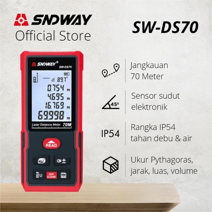Gambar SNDWAY Meteran Digital 50 Meter SW-DS50 New Version Electronic Level - 70 Meter dari SNDWAY INDONESIA undefined Tokopedia
