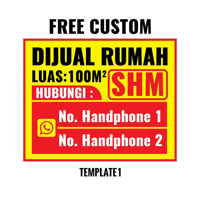 Gambar Cetak Banner / Spanduk Dijual / Disewakan FREE EDITING - 100 x 80 cm - Template 1 dari Hershop Online undefined Tokopedia