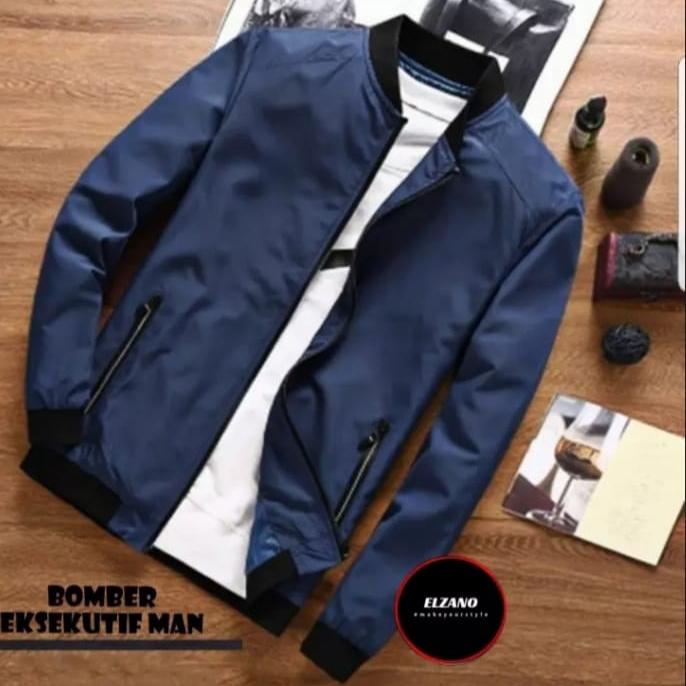 Gambar jaket bomber pria casual dan elegan nyaman dipakai - nevy blue, XXL dari kazii_official undefined Tokopedia