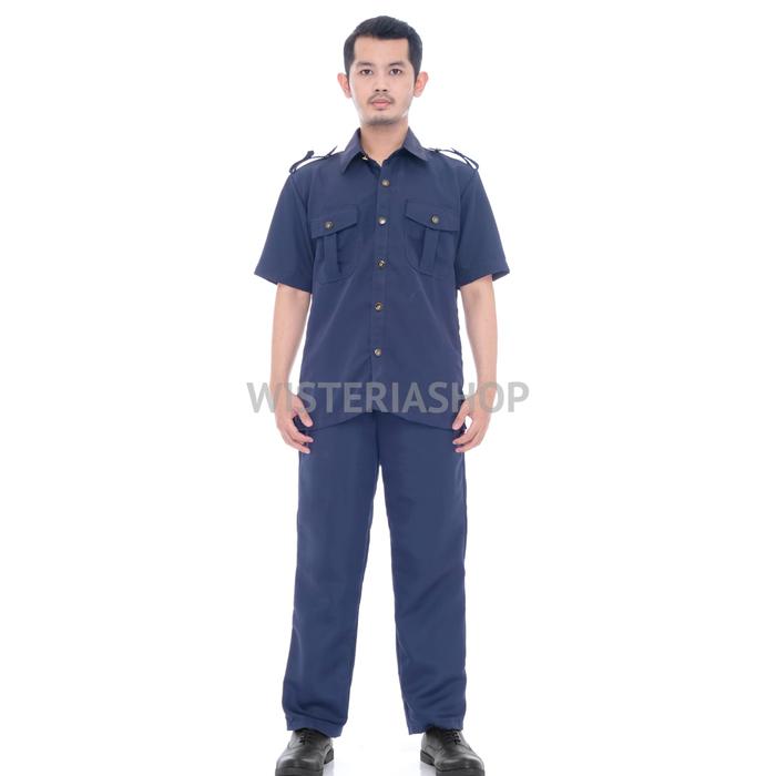 Gambar seragam safari lengan pendek navy seragam security seragam satpam - navy, S dari Oliv77 undefined Tokopedia