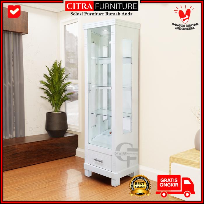 Gambar Lemari Hias pajangan Kaca 1 Pintu Minimalis | Bufet cristal Duco - Putih dari Citra furniture undefined Tokopedia