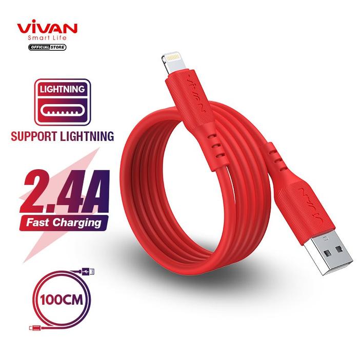 Gambar Vivan VSL100 Kabel Data Cable Lightning iPhone 2.4A Quick Charge - Merah dari Liem Group undefined Tokopedia