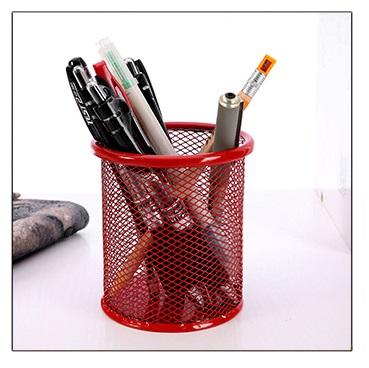 Gambar Basket Tempat Alat Tulis / Desk Organizer Tabung Jaring AT0022 - Merah dari Suka Senang Sekolah undefined Tokopedia