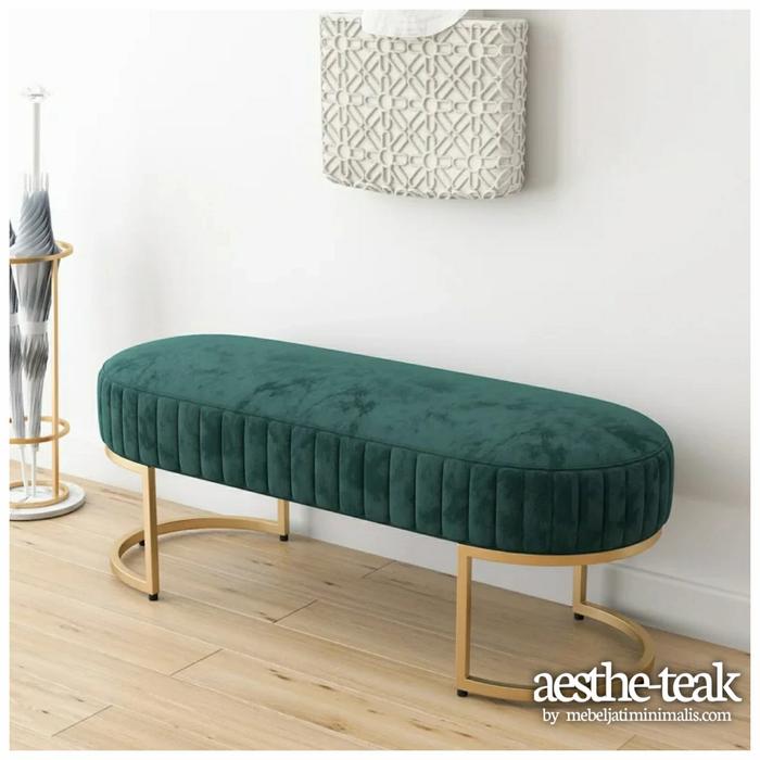 Gambar SOFA STOOL PANJANG OTTOMAN / KURSI BENCH RUANG TAMU BUSA EMPUK - Hijau dari Aestheteak undefined Tokopedia