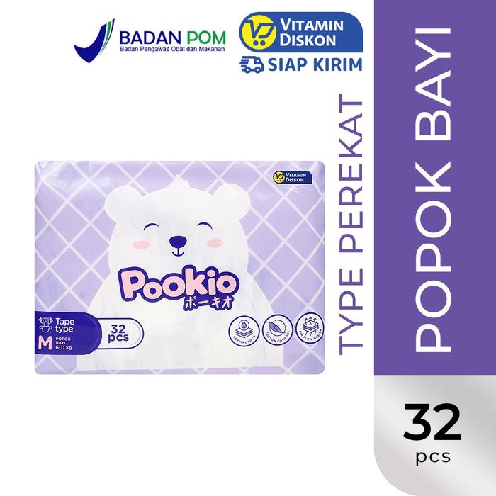 Gambar POOKIO TAPE | Popok Bayi Tipe Perekat - TAPE M 32 PCS dari VitaminDiskon undefined Tokopedia