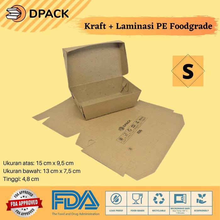Gambar Per Satuan I Kotak Makan Kertas Selip Polos | Lunch Box | Kemasan Makanan ECO Kraft - S dari Dpack Tangerang undefined Tokopedia