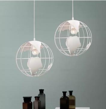 Gambar Lampu Gantung Bulat Desain Earth Industri Logam Putih / Hitam - Putih dari ChelOne undefined Tokopedia