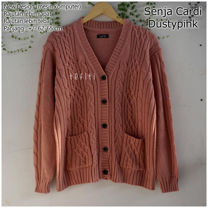 Gambar Cardigan Rajut SENJA Knitewear Baju Outer Wanita - Dustypink dari Tefiti Project undefined Tokopedia