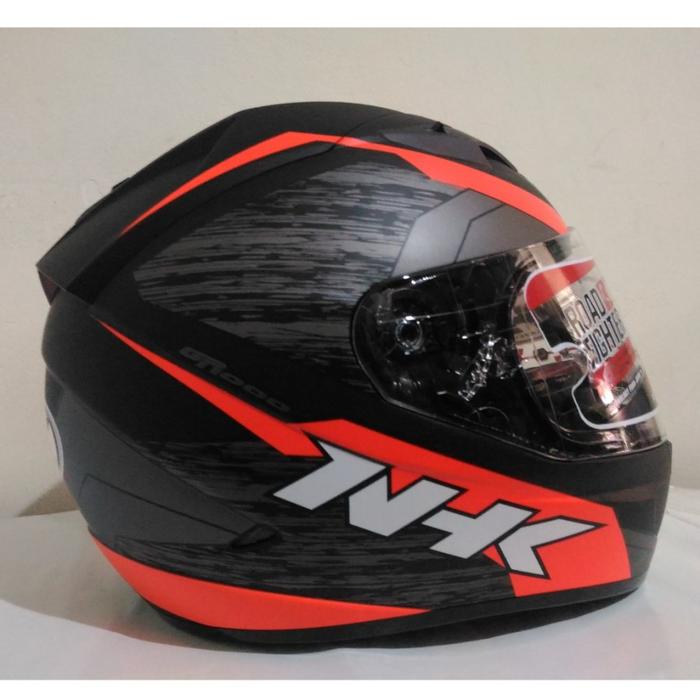 Gambar HELM NHK GP 1000 AXION 5 PILIHAN MOTIF DOUBLE VISOR FULL FACE / NHK GP - black oren doff, XL dari adamskyfashion undefined Tokopedia