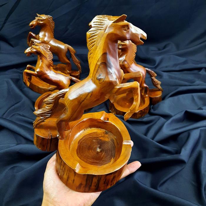 Gambar Asbak Model Miniatur Kuda Ukir Pahat Kayu Jati Asli Tua Unik dari Markas Keris Murah undefined Tokopedia