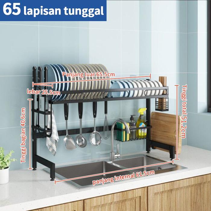 Gambar Rak Piring Dish Rack Atas Wastafel Impor Stainless Steel Anti Karat - 1 Level, 95cm dari My Jeck Store undefined Tokopedia