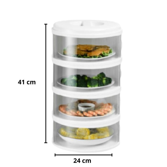 Gambar Rak Tudung Saji Susun 3-5 Tingkat Penyimpanan Masakan Makanan Portable - 4 tingkat putih dari Mynoona Toona undefined Tokopedia