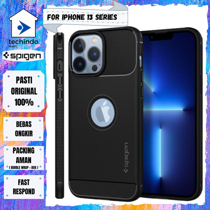 Gambar Case iPhone 13 Pro Max Mini Spigen Rugged Armor Carbon Softcase Casing - MATTE BLACK, 13 dari techindo mart undefined Tokopedia