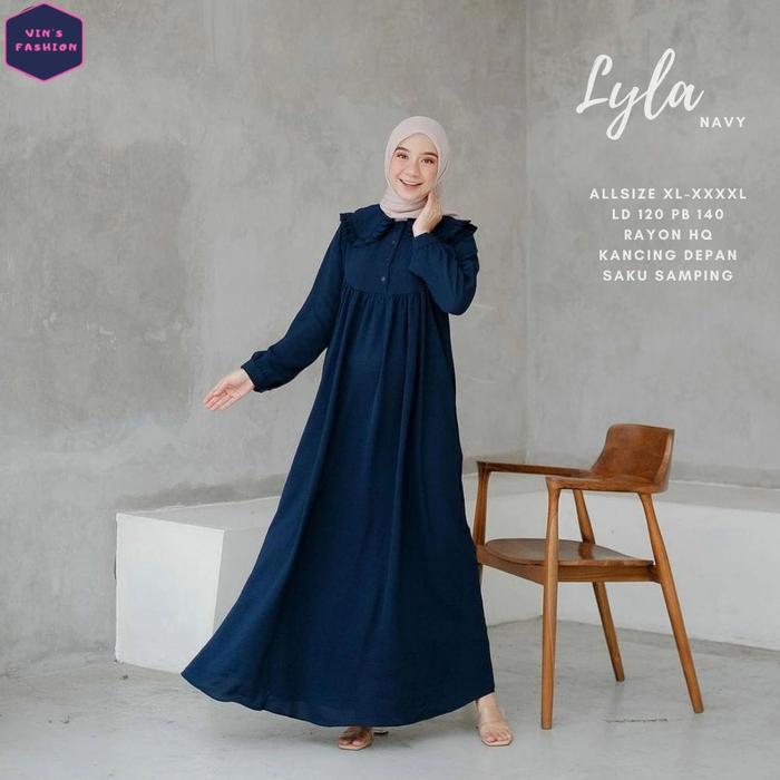 Gambar Gamis perempuan jumbo - navy dari Adiil daster undefined Tokopedia