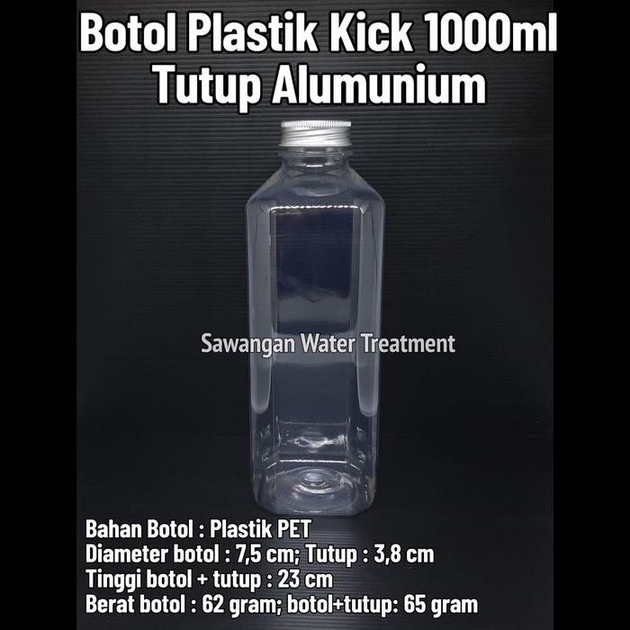 Gambar Botol Kick 1000 ml tutup alumunium/ botol plastik 1 Liter EKSPEDISI - Alum. Silver, Bubble + Dus dari sawangan water treatment undefined Tokopedia