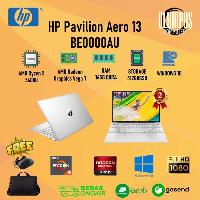 Gambar Laptop HP Pavilion Aero 13 BE0000AU Ryzen 5 5600U 16GB 512SSDVEGA7 W10 - gold, Non Paket dari OLYMPUS COMP undefined Tokopedia
