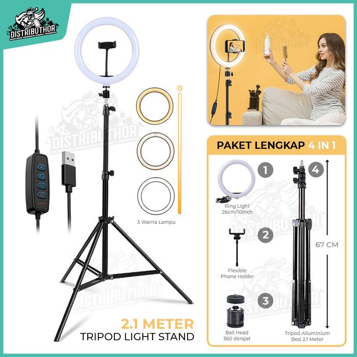 Gambar Tripod Ring Light 2 Meter Besi Tripot Handphone Panjang Kuat Kokoh - tripod ringled dari DISTRIBUTHOR undefined Tokopedia