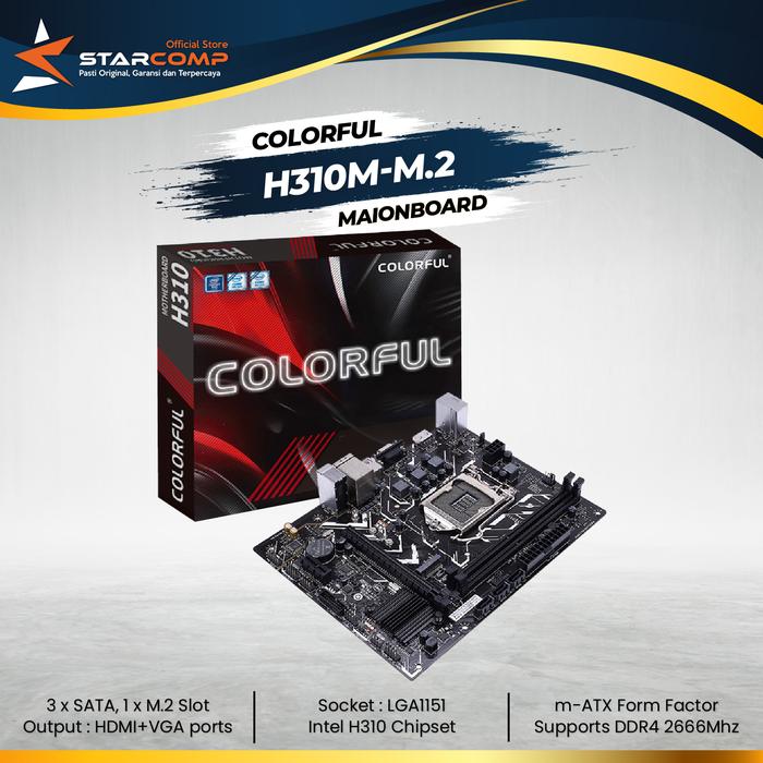 Gambar Motherboard Colorful H310M-M.2 PLUS V20 LGA1151 H310 DDR4 USB3.0 dari Starcomp Origin undefined Tokopedia
