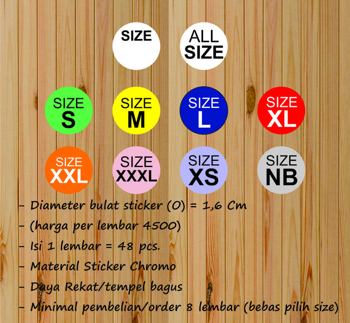 Gambar STIKER LABEL Tempel ukuran Baju /Sticker Size : S, M, L, XL, XXL - All Size dari stickerdindingbandung undefined Tokopedia