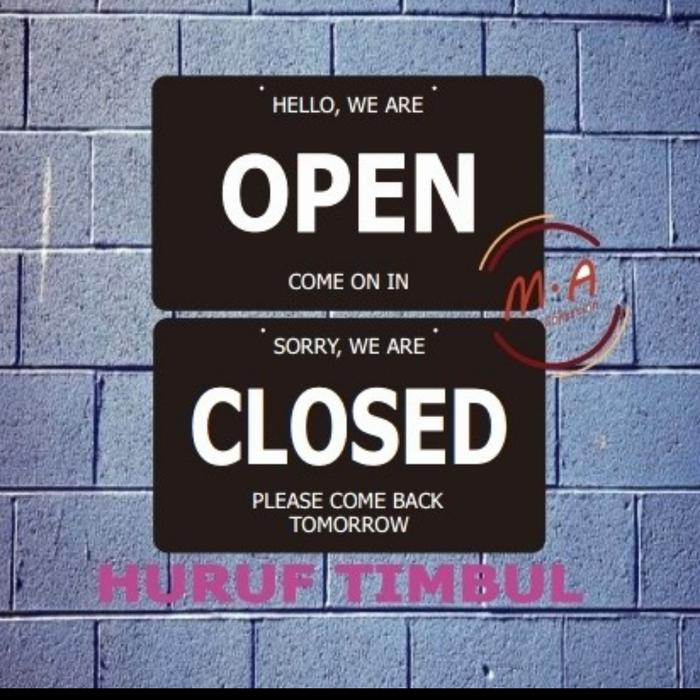 Gambar sign in open close acrylik timbul ,kece huruf timbul - Hitam dari onefondation undefined Tokopedia