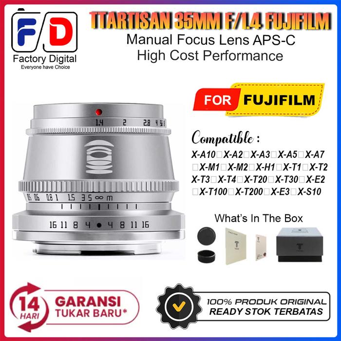 Gambar TTArtisan 35mm f1.4 Manual Focus Lens For Fuji XA3 XA5 XA7 XT30 XT200 - Silver dari FactoryDigital.Id undefined Tokopedia