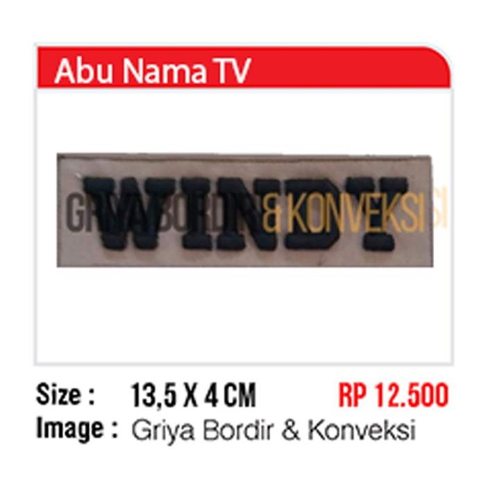 Gambar BET BORDIR NAMA CUSTOM 3D TIMBUL - ABU NAMA TV dari Griya Bordir dan Konveksi undefined Tokopedia