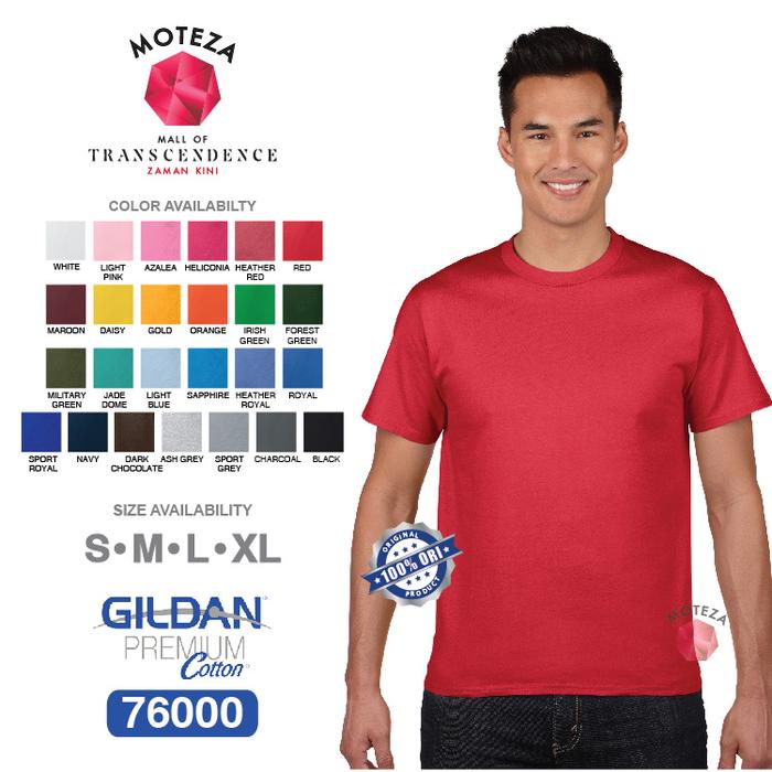 Jual Kaos Polos Combed 24s GILDAN Premium Cotton 76000 WARNA