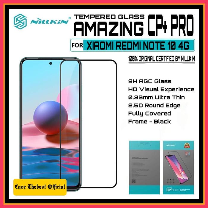 Gambar XIAOMI REDMI NOTE 10 ORIGINAL NILLKIN CP+ PRO TEMPERED GLASS COVER 9H - Frame dari Case Thebest undefined Tokopedia