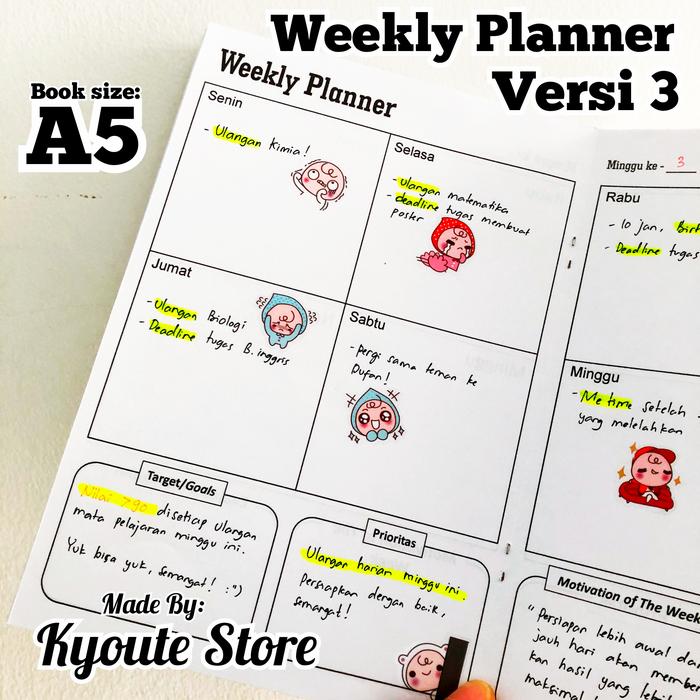 Gambar Buku My Weekly Planner A5 Kyoute Versi 3 Perencanaan Agenda Schedule dari Kyoute Store undefined Tokopedia