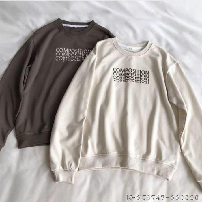 Gambar OUTERWEAR PRIA COMPOSITION CREWNECK - cream, M dari AutoSans undefined Tokopedia