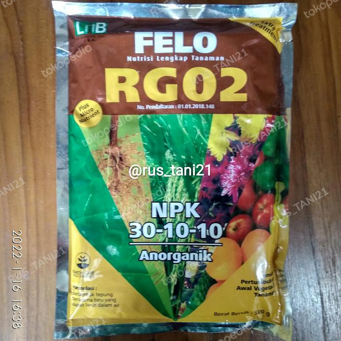 Gambar Pupuk RG02 FELO 30-10-10 anorganik 500gram dari Rus Tani undefined Tokopedia