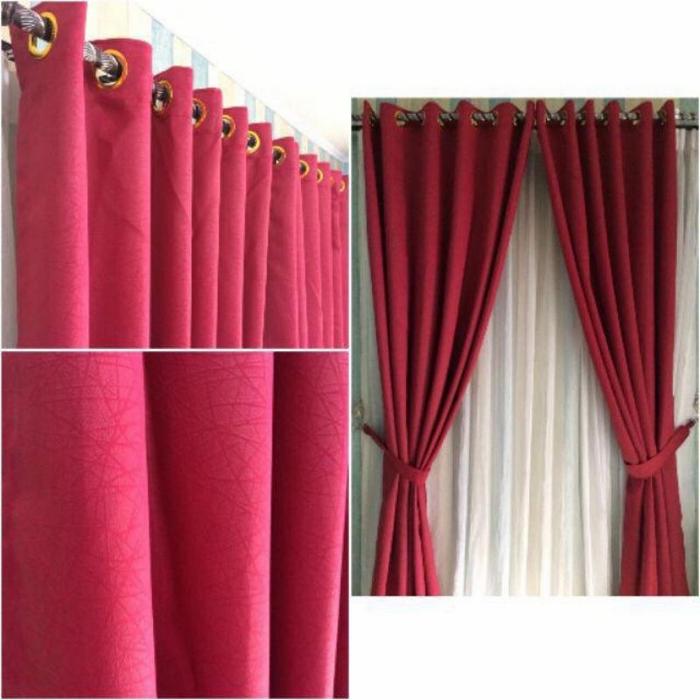 Gambar GORDEN JENDELA MINIMALIS GORDEN BLAKOUT SERAT PREMIUM GRED A - merah maroon, L100cmXT200vm dari FAZAR GORDEN undefined Tokopedia