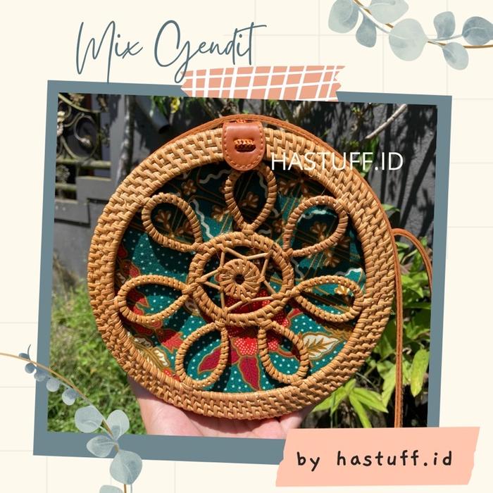 Gambar Tas Rotan Jalin Coklat Rattan Handmade Sling Bag Bali Murah - Crochet A dari Shandra Bali undefined Tokopedia